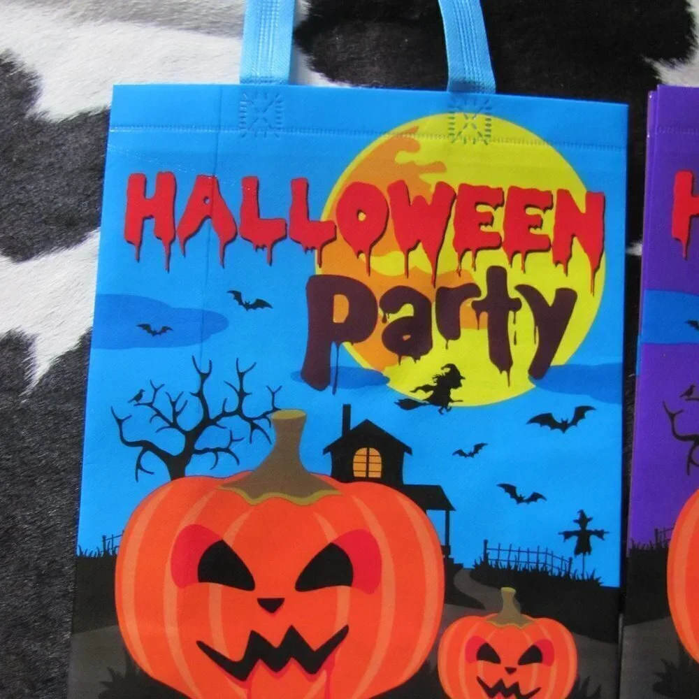 SET‎ OF 2 HALLOWEEN BAGS PLASTIC COVERED